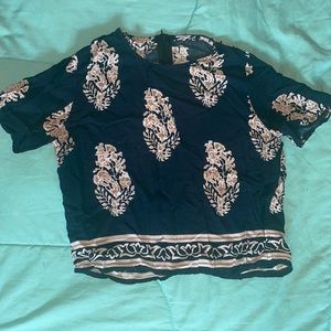 Crop Top -Navy Floral